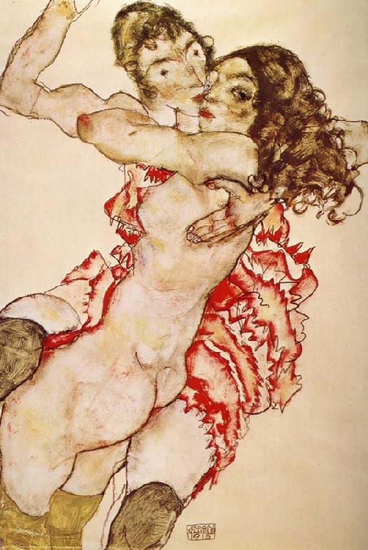 Egon Schiele Two Girls Embracing Each other